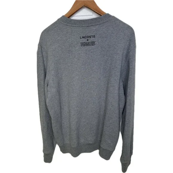 Lacoste X Peanuts Snoopy Graphic Fleece Sweatshirt Gray Unisex L NWT - Picture 3 of 11